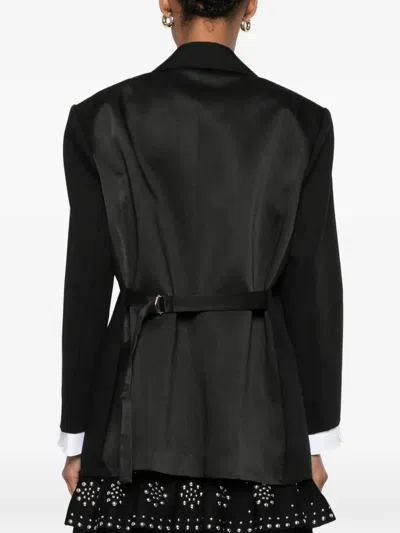 Sandro Satin-back Wool Blazer In Black