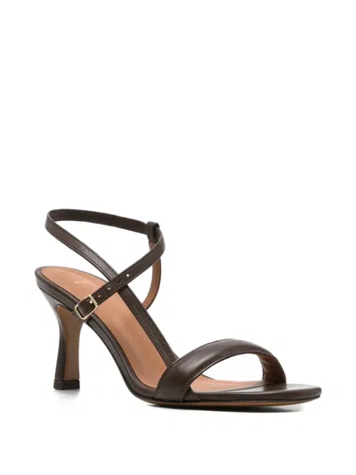 Maje Leather Crossover-strap Sandals In Brown