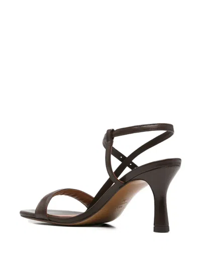 Maje Leather Crossover-strap Sandals In Brown