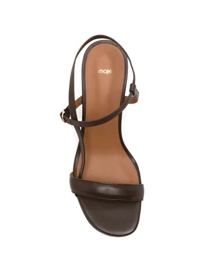 Maje Leather Crossover-strap Sandals In Brown