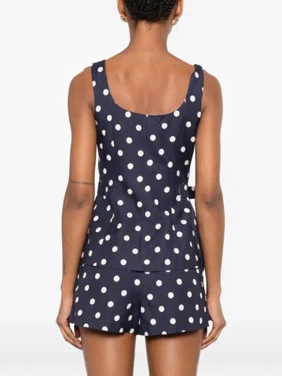 Maje Womens Polka Dot-pattern Button-embellished Linen-blend Top Navy Dots Print In Black