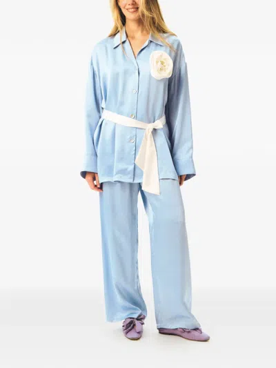 Sleeper The Rose Oversized Pajama Set In Blue