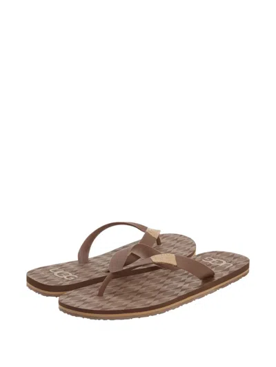 Ugg Keppel Geometric-pattern Flip Flops In Brown