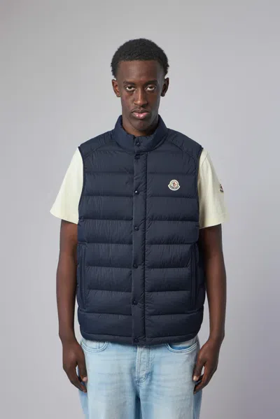 Moncler Barthe Down Vest In Blue