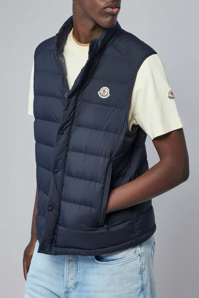 Moncler Barthe Down Vest In Blue