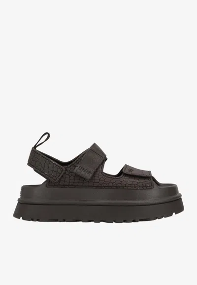 Ugg Black Platform Sandals In Brown