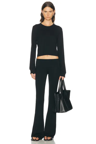 Éterne Foldover Jersey Flared Pants In Black