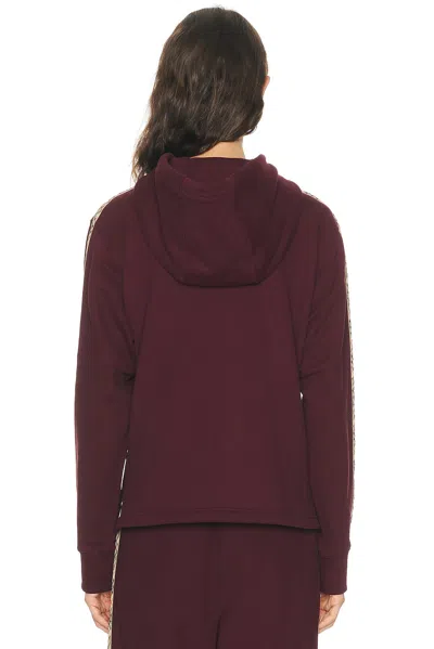 Burberry Harper Checked Cotton-jersey Zip-up Hoodie In Burgundy