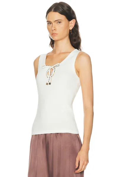 Burberry Ribbed-knit Tie-fastening Top In White