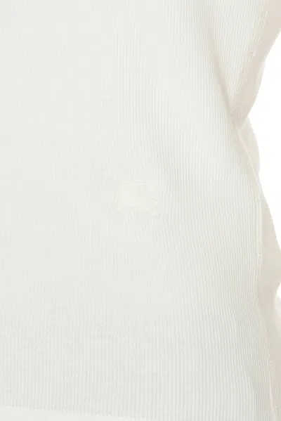 Burberry Ribbed-knit Tie-fastening Top In White