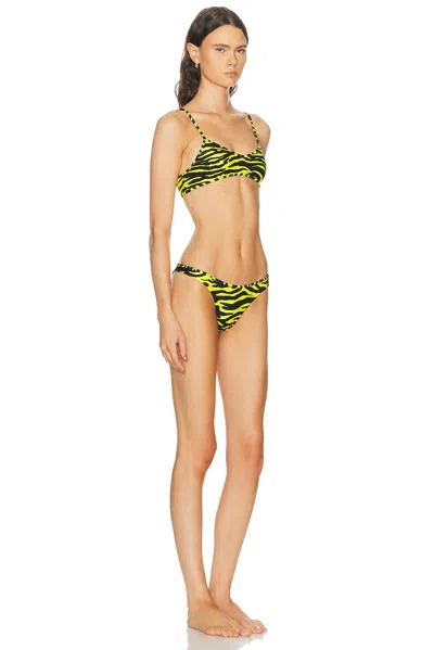 Attico Zebra Bikini Set In Black & Yellow