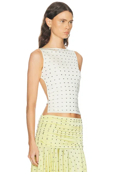 Siedres Stud-embellished Backless Top In White