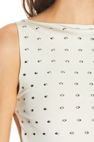 Siedres Stud-embellished Backless Top In White