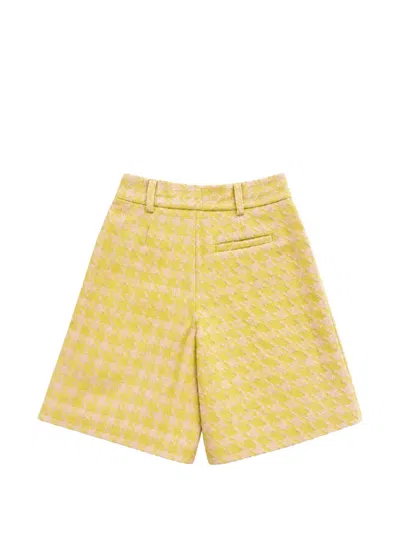 Alapage Houndstooth-pattern Shorts In Yellow