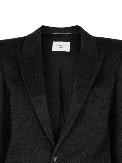 Saint Laurent Single-breasted Blazer In Black