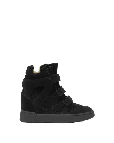 Isabel Marant Women Black Wedge With Insert Design And High Heel Sneaker In Leather Woman