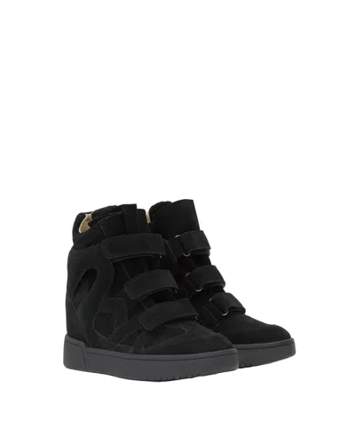 Isabel Marant Women Black Wedge With Insert Design And High Heel Sneaker In Leather Woman