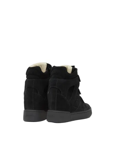 Isabel Marant Women Black Wedge With Insert Design And High Heel Sneaker In Leather Woman