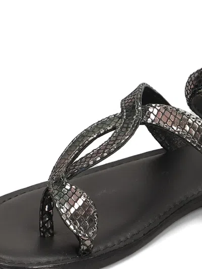 Fusion Snake-effect Wrap-around Sandals In Black