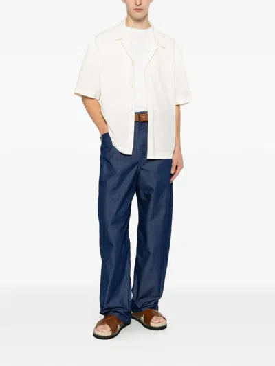 Givenchy Logo-print Belt-loop Trousers In Blue