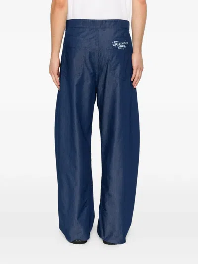 Givenchy Logo-print Belt-loop Trousers In Blue