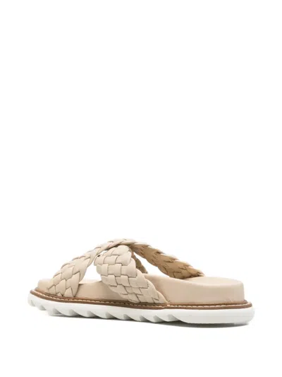 Sergio Moretti Firenze Braided Crossover-strap Mules In Neutral