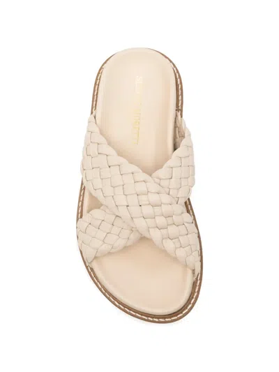 Sergio Moretti Firenze Braided Crossover-strap Mules In Neutral