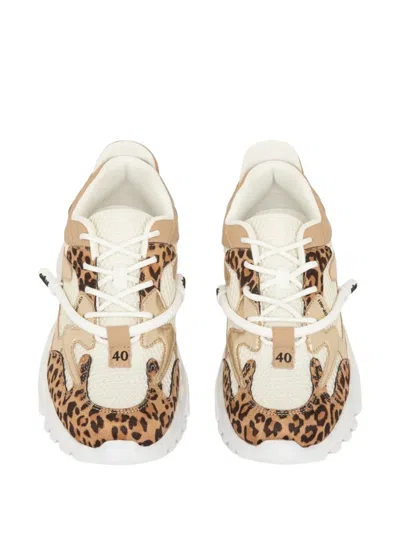 Gaëlle Leopard-panel Sneakers In Neutral