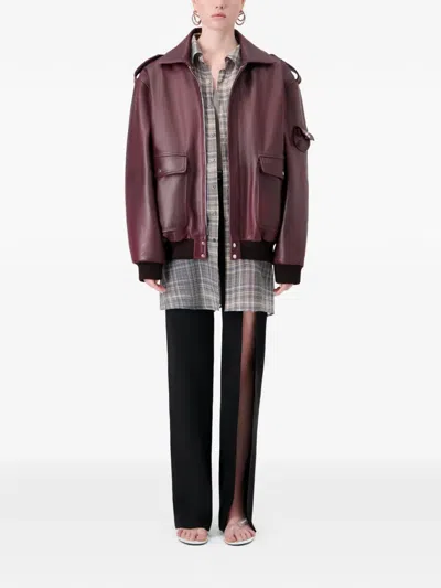 Coperni Oversized Leather Jacket In Burgundy