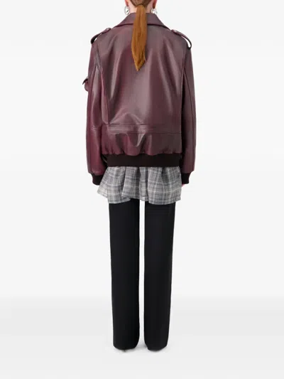 Coperni Oversized Leather Jacket In Burgundy
