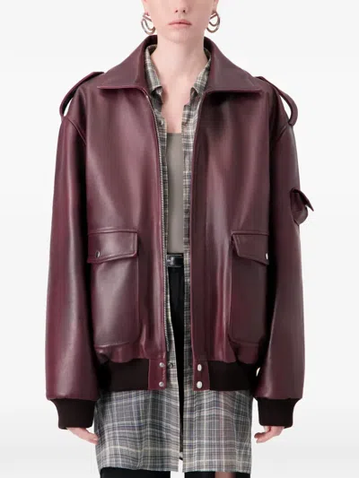 Coperni Oversized Leather Jacket In Burgundy