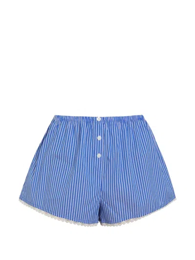 Good American Poplin Pull On Boxer Shorts In Blue