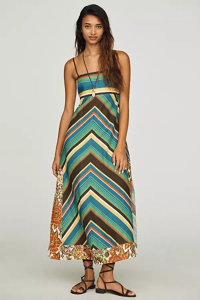 Alemais Charlie Day Midi Dress In Chevron Stripe Motif In Multi