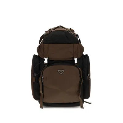 Prada Triangle Logo Re-nylon And Leather Backpack In Purple