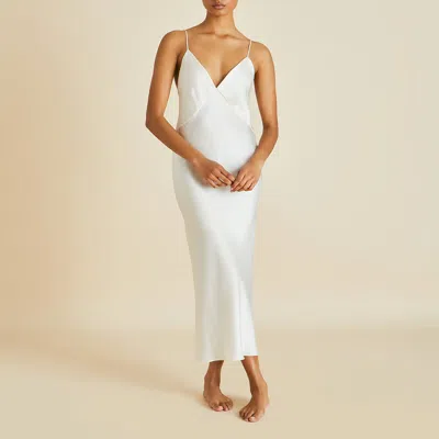 Olivia Von Halle Issa V-neck Silk-satin Slip Dress In Ivory