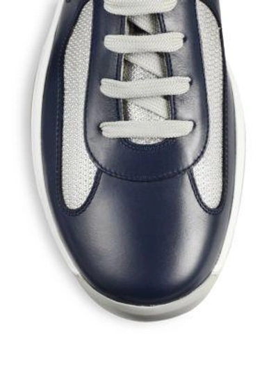 Shop Prada Newac Leather & Mesh Sneakers In Oltremare