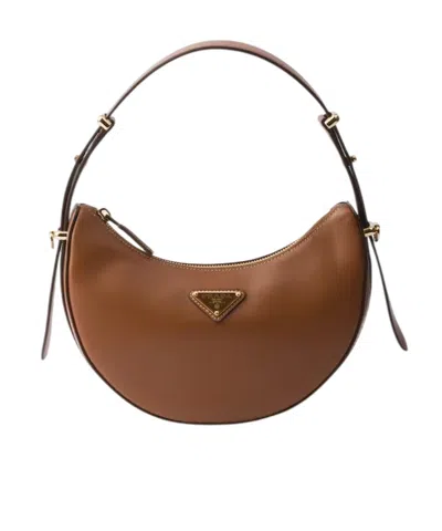 Prada Mini Arqué Shoulder Bag In Brown