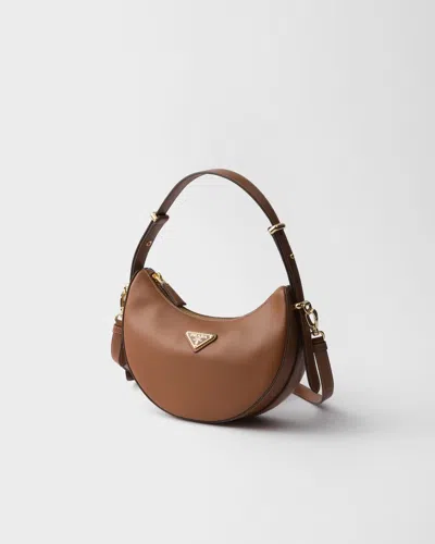 Prada Mini Arqué Shoulder Bag In Brown