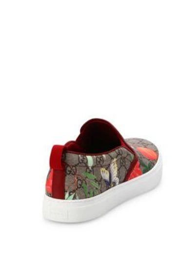 Shop Gucci Gg Supreme Tian Print Slip-on Sneakers In Beige-ebony