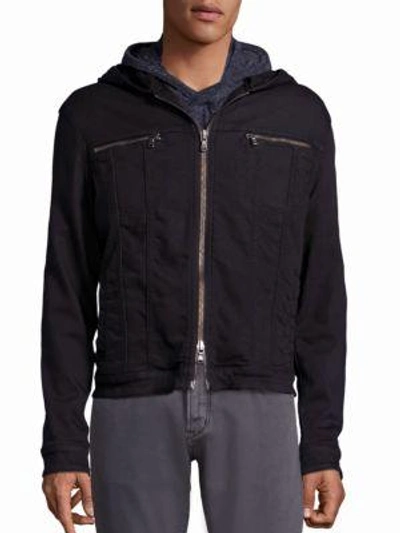 Shop John Varvatos Hooded Jean Jacket In Black