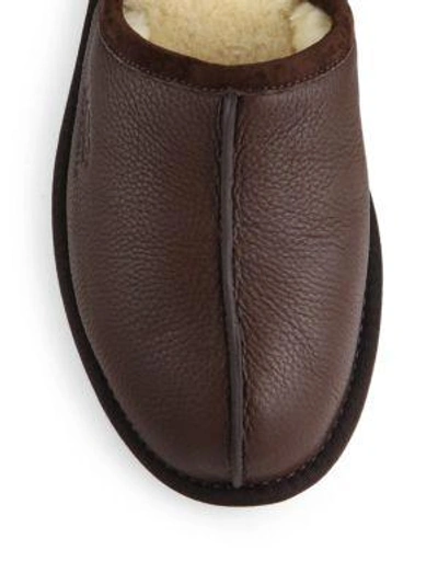 Shop Ugg Scuff Leather Slippers In Black