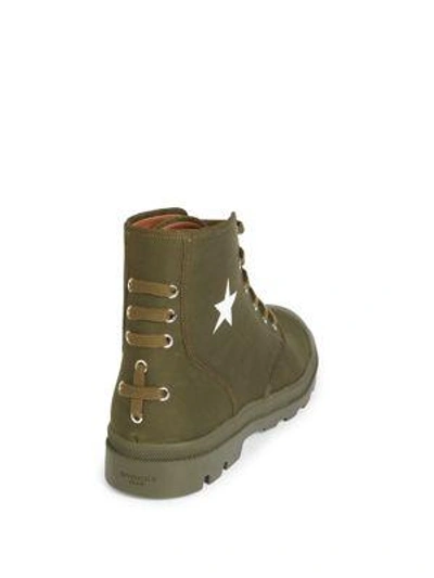 Shop Givenchy Canvas Star Combat Boots In Khaki