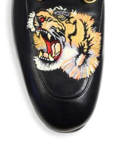 Shop Gucci Princetown Tiger Fur-lined Slippers In Black