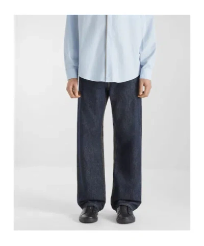 Fendi Straight Leg Denim Trousers With Five Pockets In Animal Print