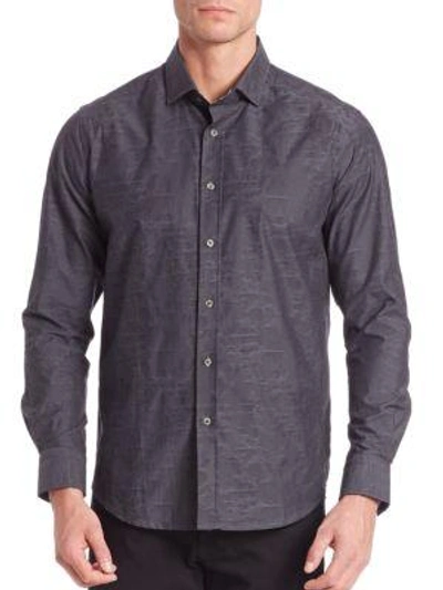 Shop Robert Graham Weylin Textured Button-down Shirt In Charcoal