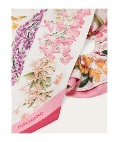 Ferragamo Spring Print Silk Scrunchie With Mini Bandeau In Multi