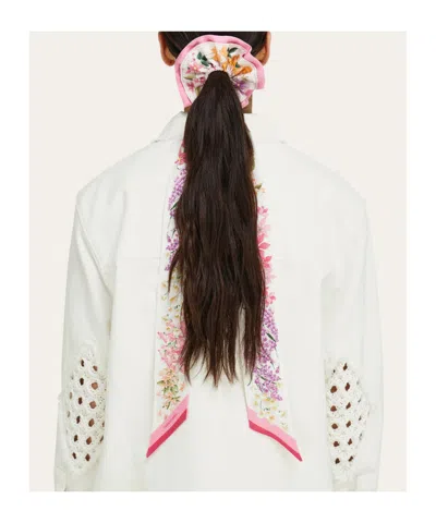 Ferragamo Spring Print Silk Scrunchie With Mini Bandeau In Multi