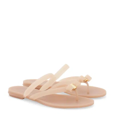 Ferragamo Jealsa Rubber Flat Thong Sandals In Pink