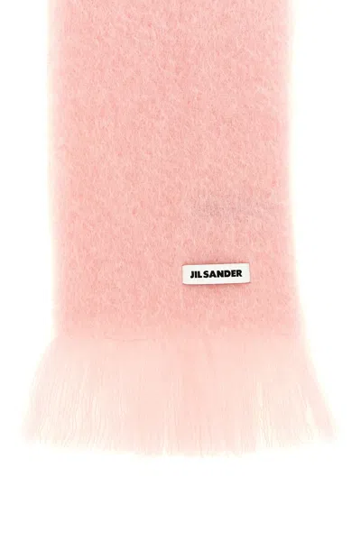 Jil Sander Light Pink Logo Solid Scarf In Pink