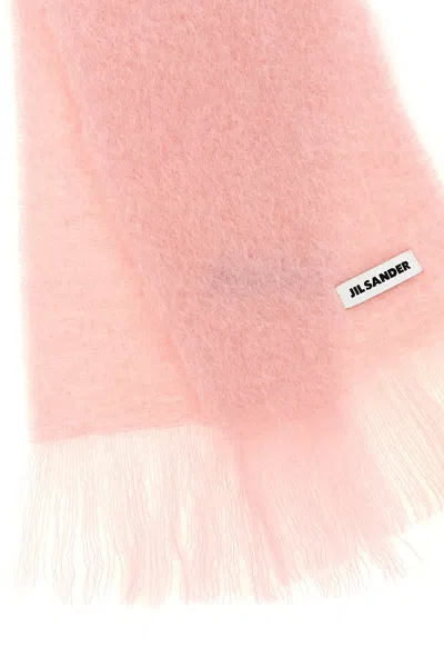 Jil Sander Light Pink Logo Solid Scarf In Pink